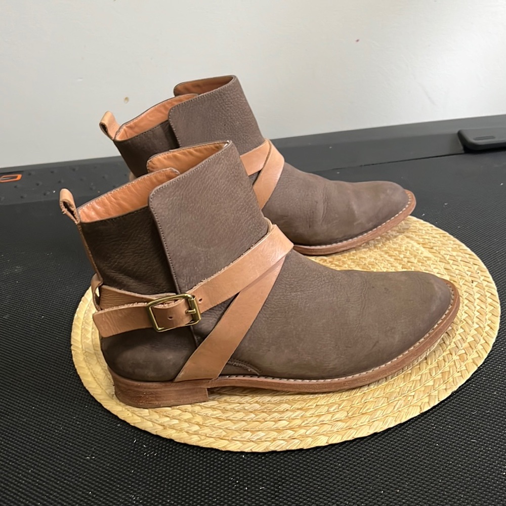 Steven Alan Nubtuck leather Buckle Ankle Boots Size 39